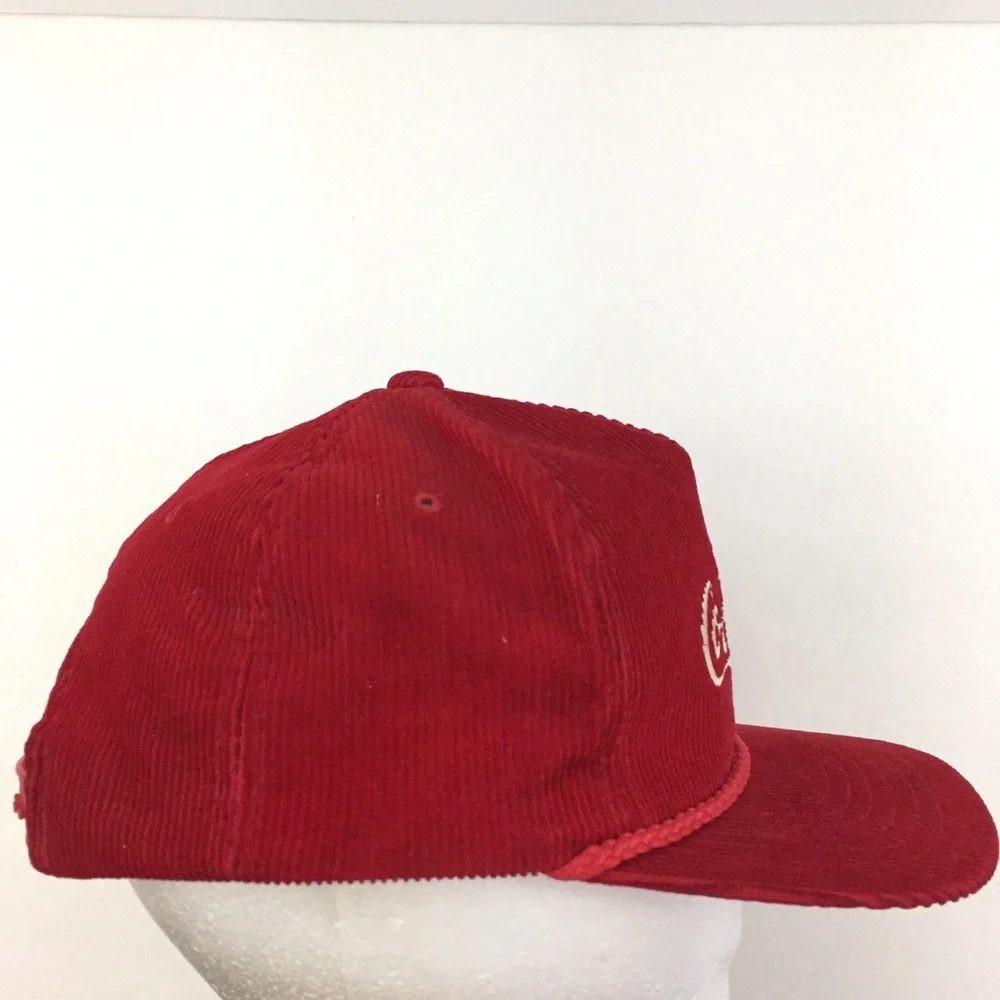 Vtg Enjoy Coca Cola Corduroy Hat Logo Coke Soda Snap Back Baseball Trucker Cap - Picture 5 of 9